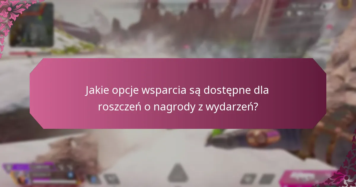 Jakie opcje wsparcia są dostępne dla roszczeń o nagrody z wydarzeń?